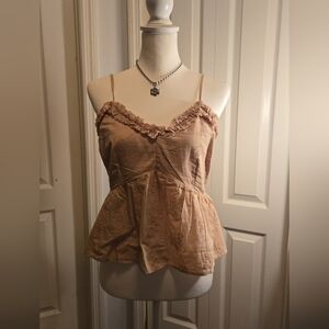 Japna Women's Tan Camisole with Ruffle Trim